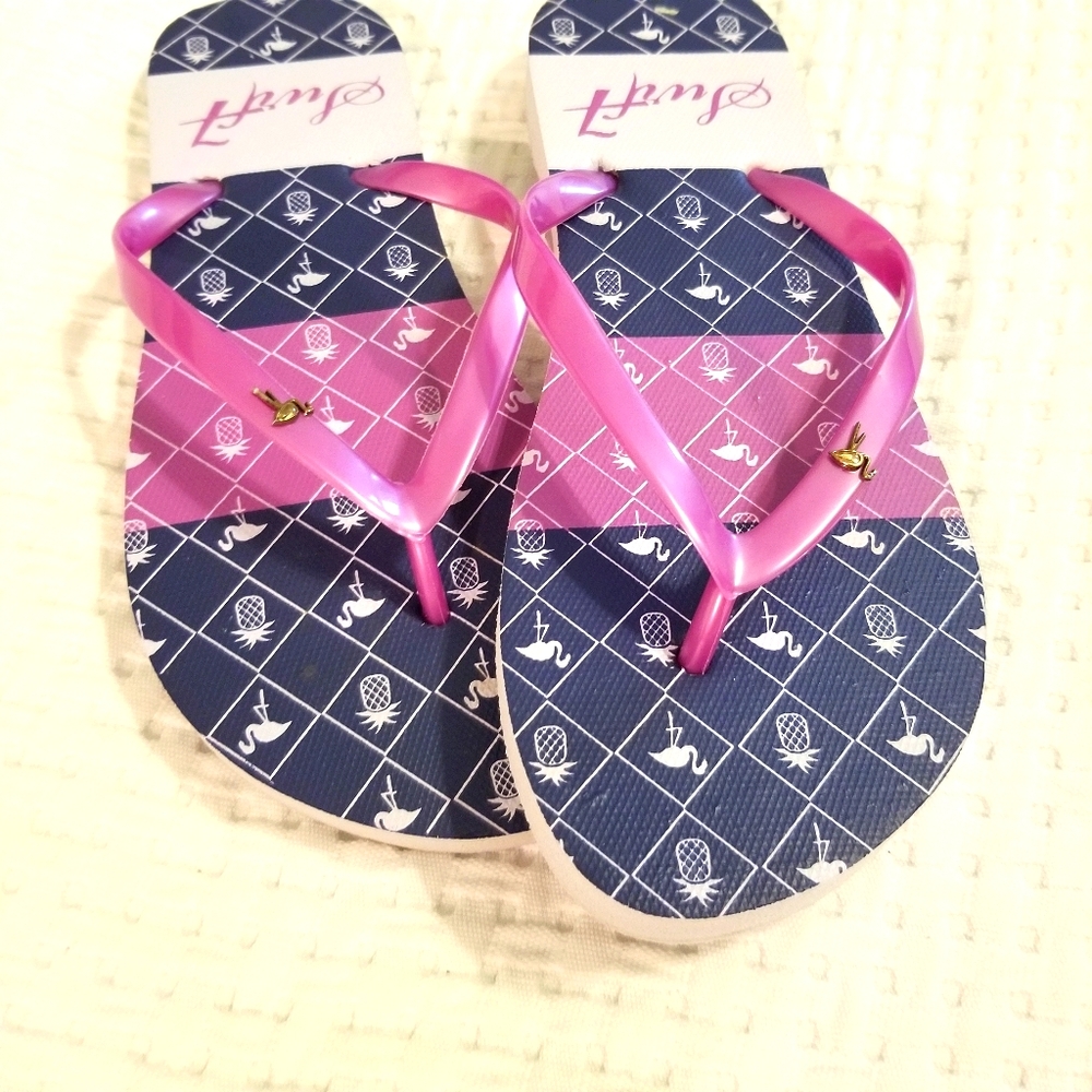 Surf 7 Flamingo and Pineapple Flip Flops